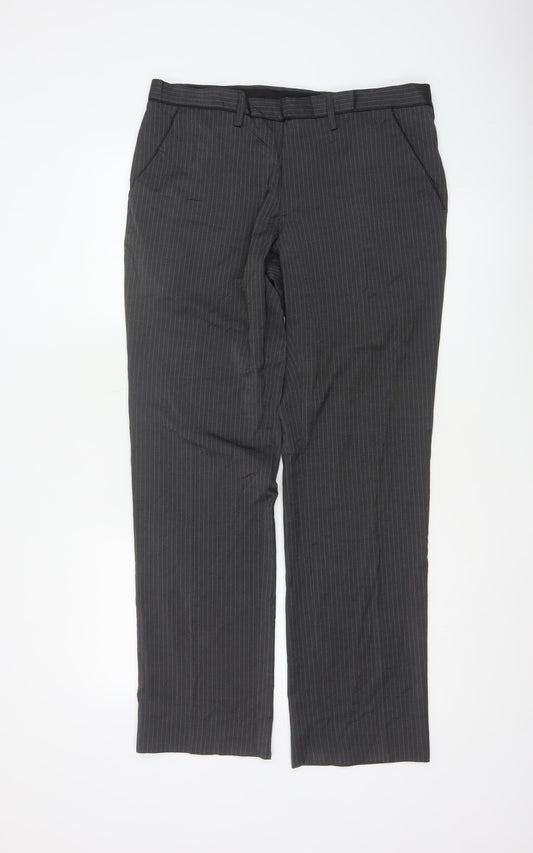 Next Men’s Grey Pinstripe Regular Fit Dress Trousers 34W M