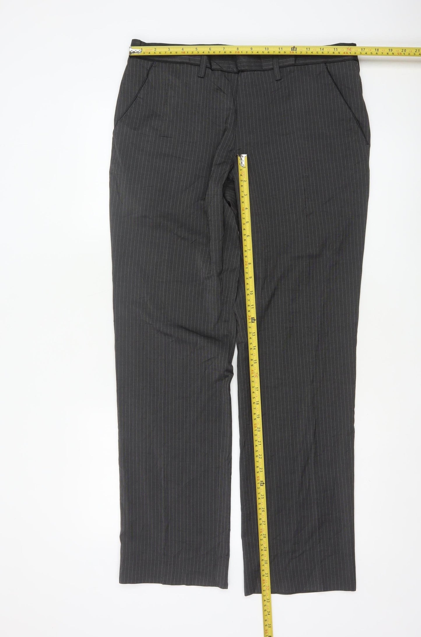 Next Men’s Grey Pinstripe Regular Fit Dress Trousers 34W M