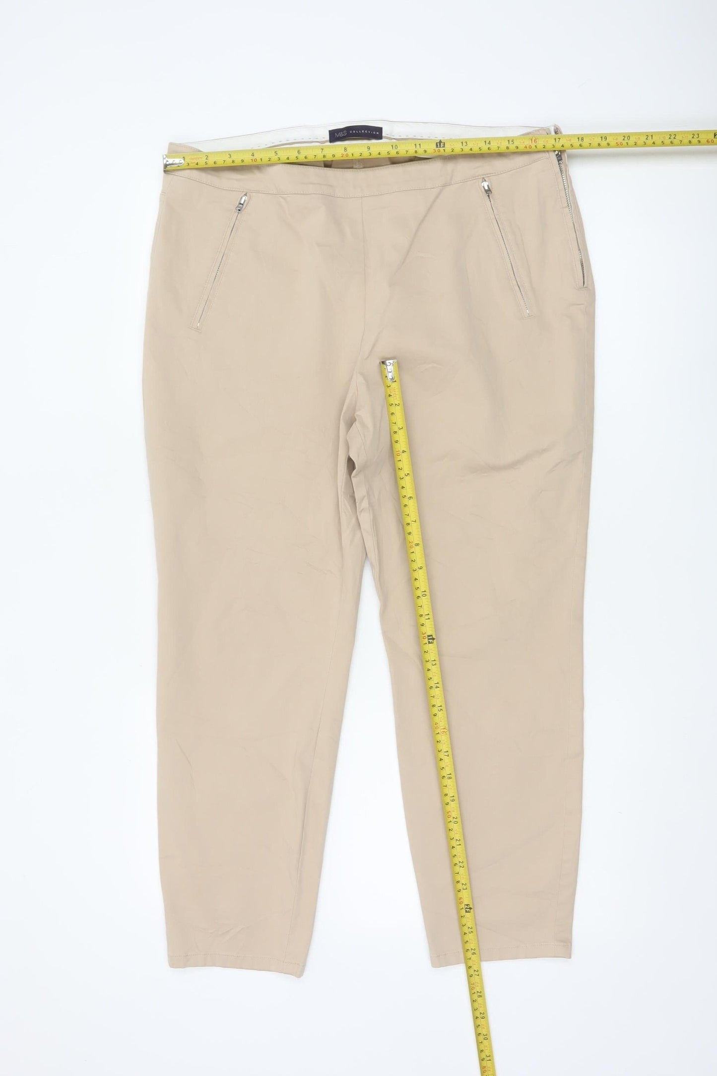 Marks and Spencer Women’s Beige Chino Trousers Size 16 Stretch Comfort