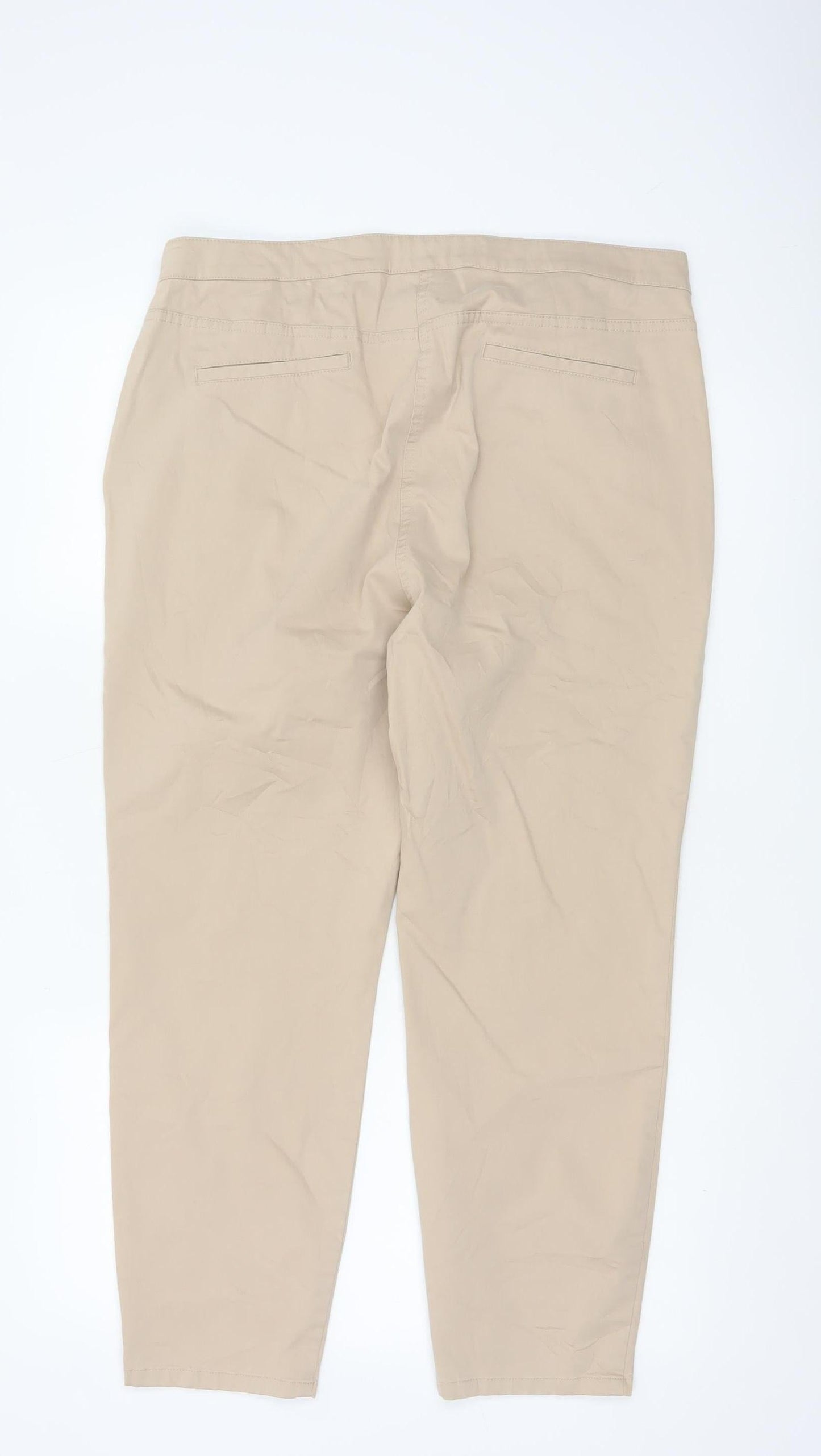 Marks and Spencer Women’s Beige Chino Trousers Size 16 Stretch Comfort
