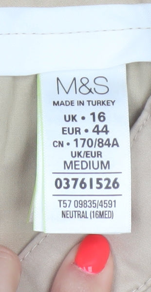 Marks and Spencer Women’s Beige Chino Trousers Size 16 Stretch Comfort