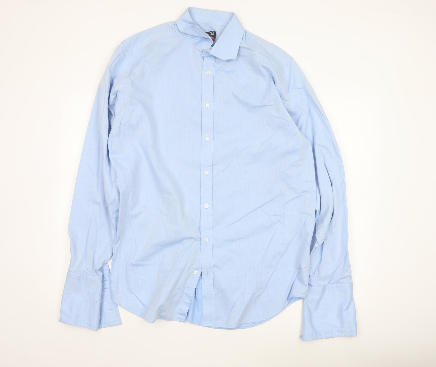 Thomas Nash Men's Blue 16.5in 42cm Pure Cotton Long Sleeve Dress Shirt