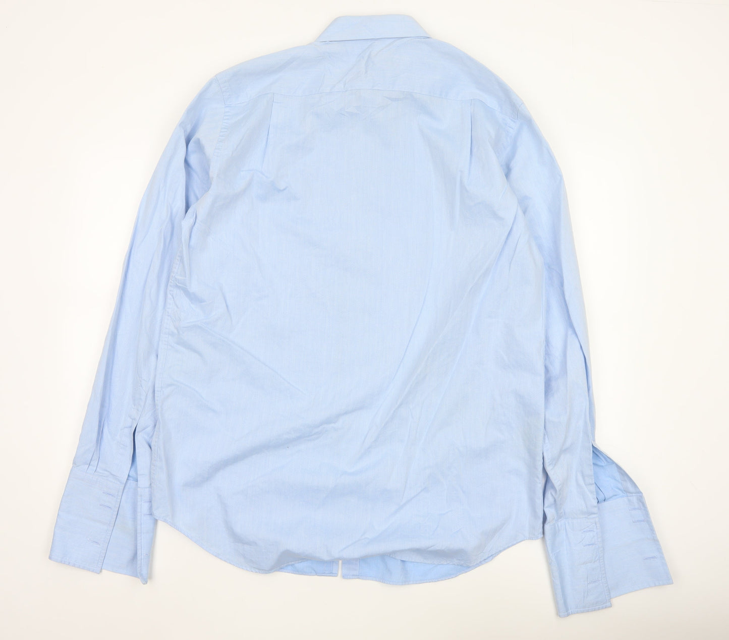 Thomas Nash Men's Blue 16.5in 42cm Pure Cotton Long Sleeve Dress Shirt