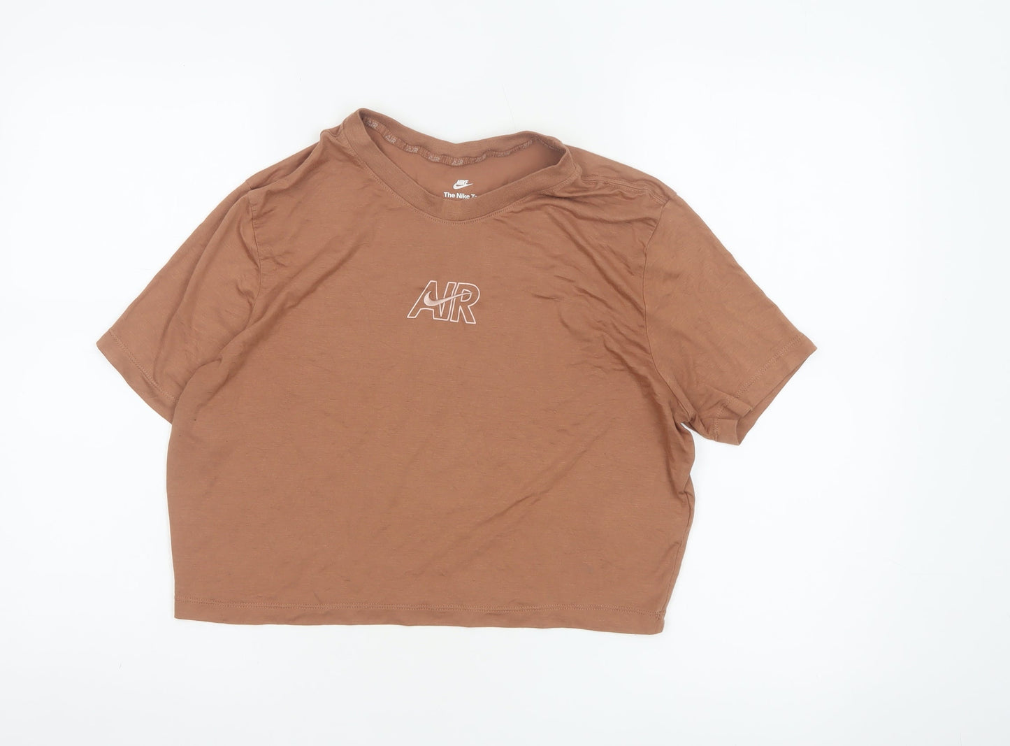 Nike Women's Brown Cropped Slim Fit Air T-Shirt XL