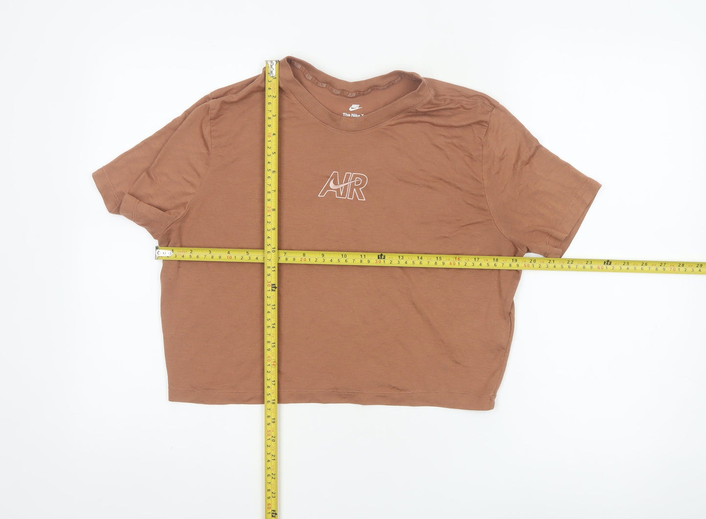 Nike Women's Brown Cropped Slim Fit Air T-Shirt XL