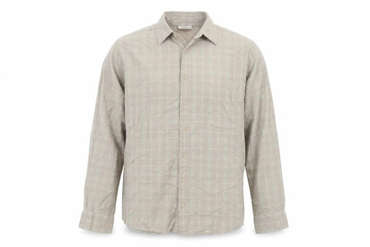 Bar Harbour Men's Beige Check Long Sleeve Button-Up Shirt L