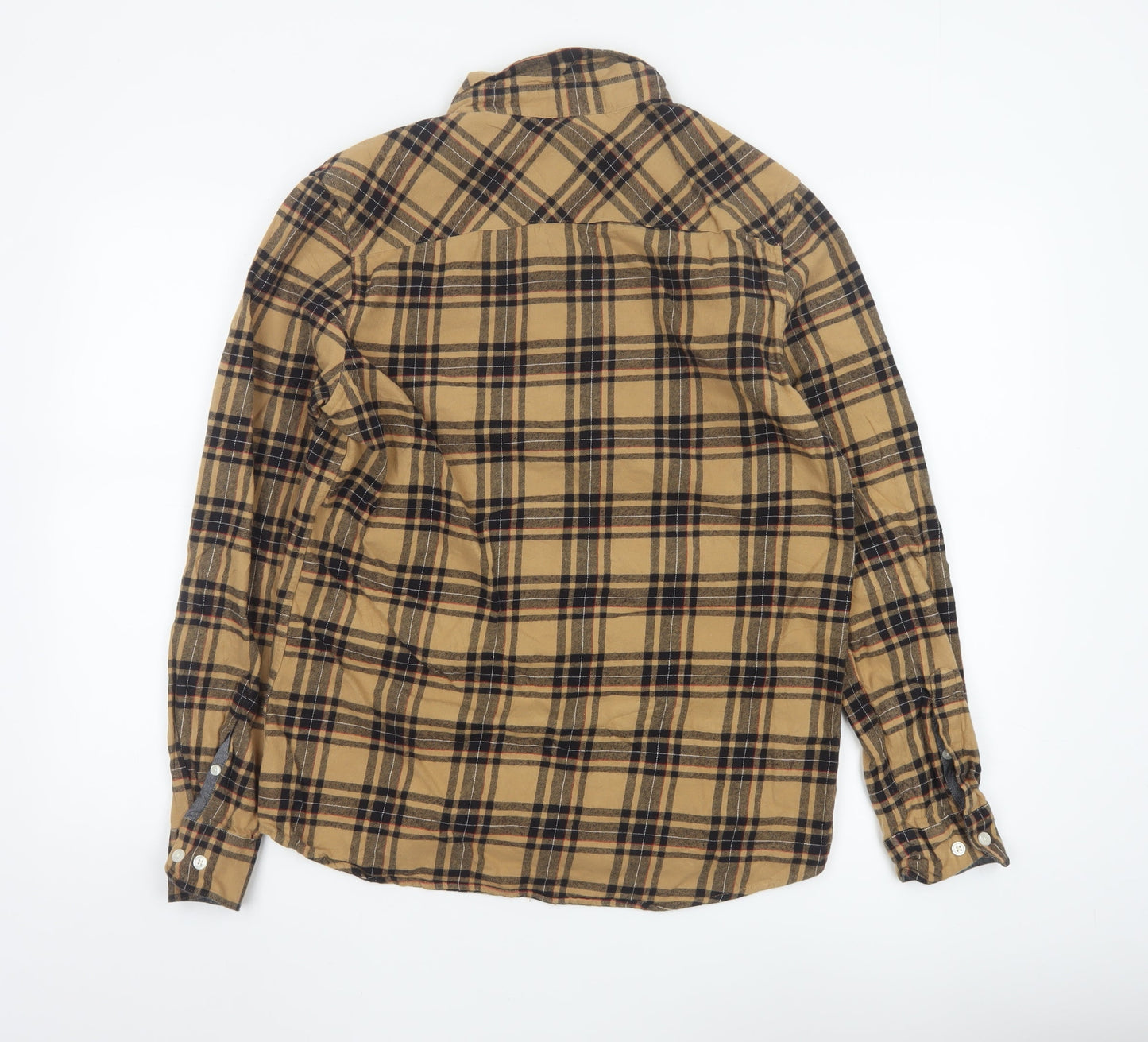 Burton Menswear Unisex Beige Plaid Flannel Button-Up Shirt M