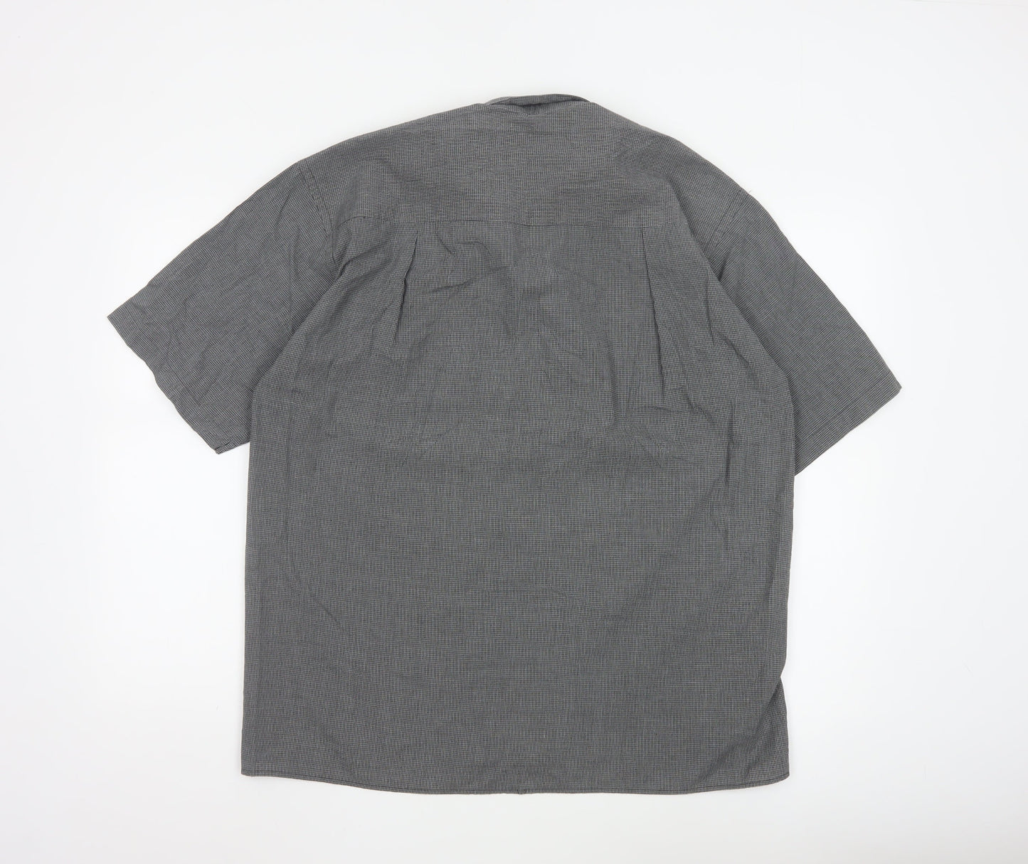 Bar Harbour by Double Two Men's Grey Check Short Sleeve Button-Up Shirt Size M