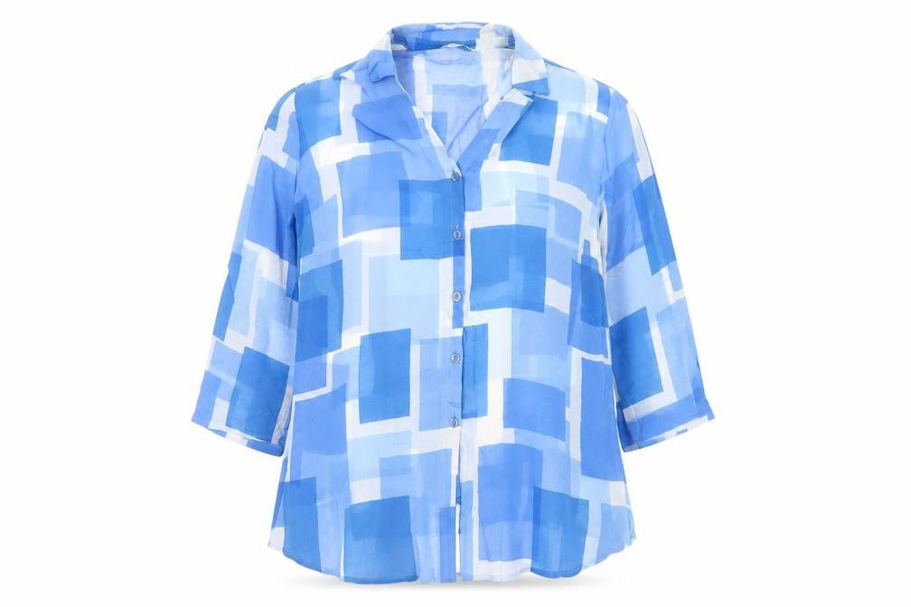 Marks & Spencer Women’s Blue Geometric Viscose Blouse UK 18