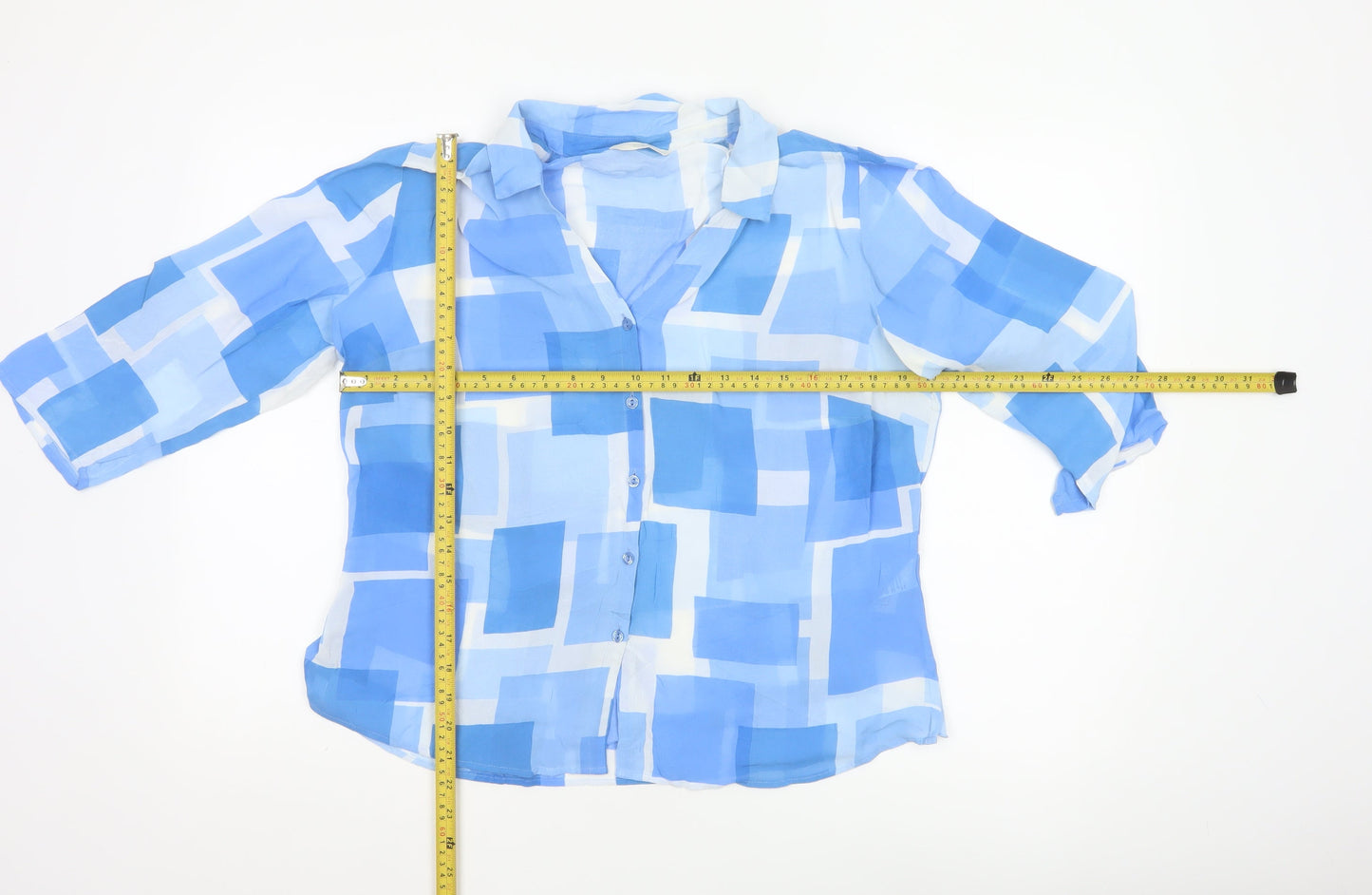 Marks and Spencer Women’s Blue Geometric Viscose Blouse UK 18