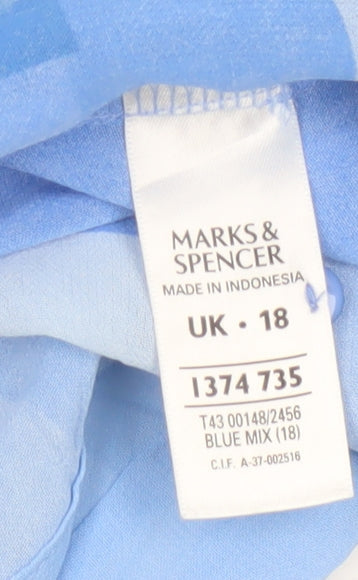 Marks and Spencer Women’s Blue Geometric Viscose Blouse UK 18