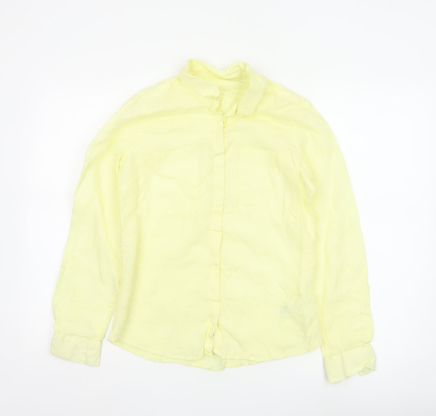 Marks and Spencer Women's Yellow Linen Button-Up Shirt UK 8