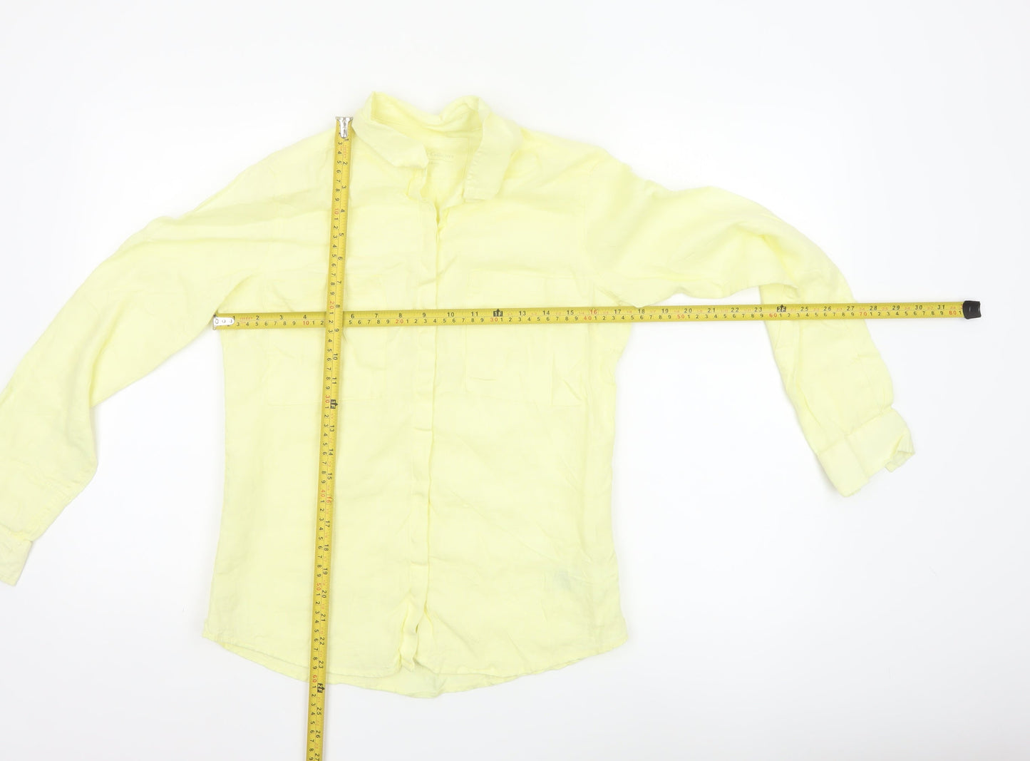 Marks and Spencer Women's Yellow Linen Button-Up Shirt UK 8
