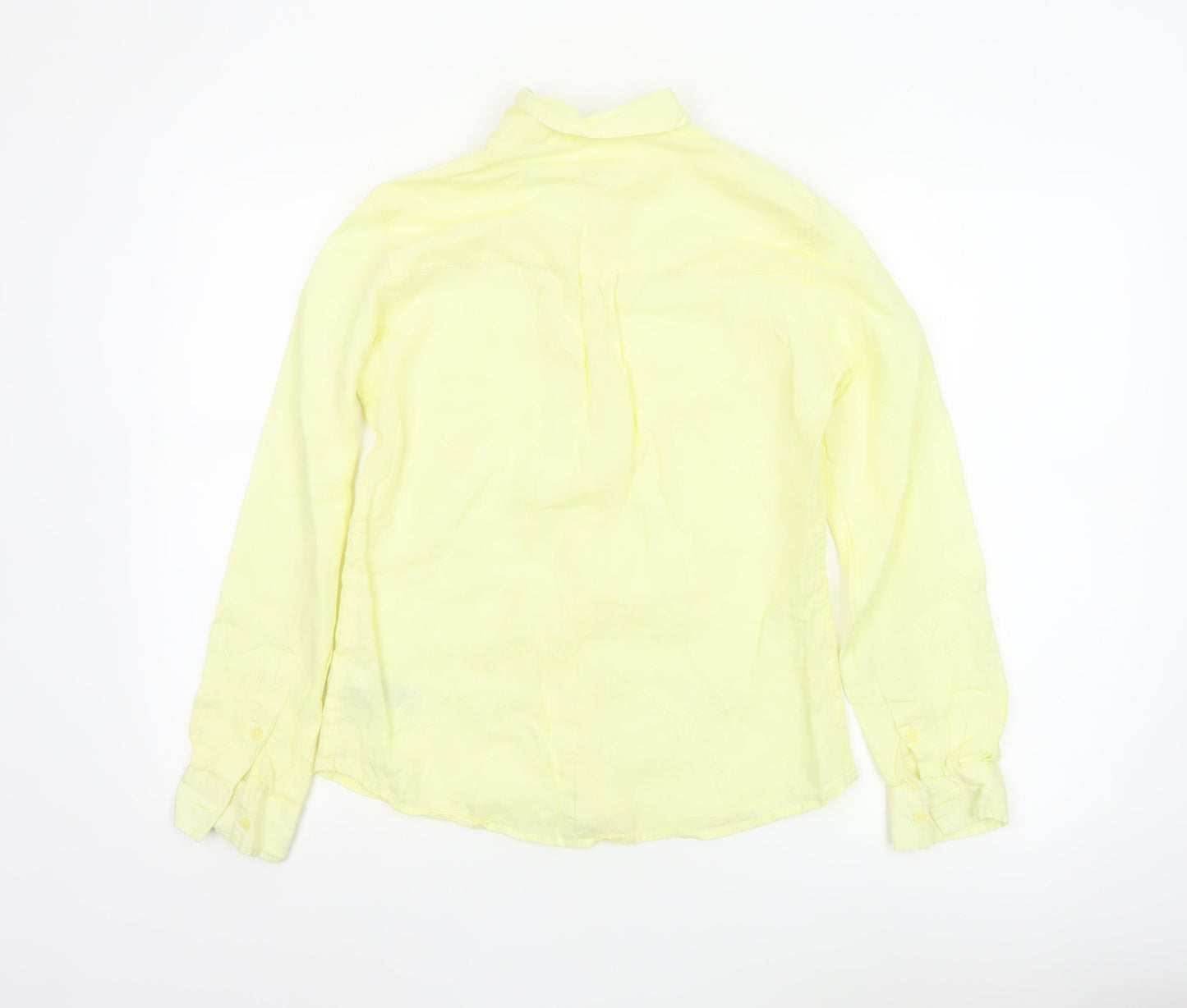 Marks and Spencer Women's Yellow Linen Button-Up Shirt UK 8