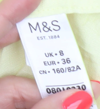 Marks and Spencer Women's Yellow Linen Button-Up Shirt UK 8