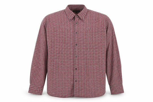 Next Men's Red Check Long Sleeve Button-Up Shirt Size L