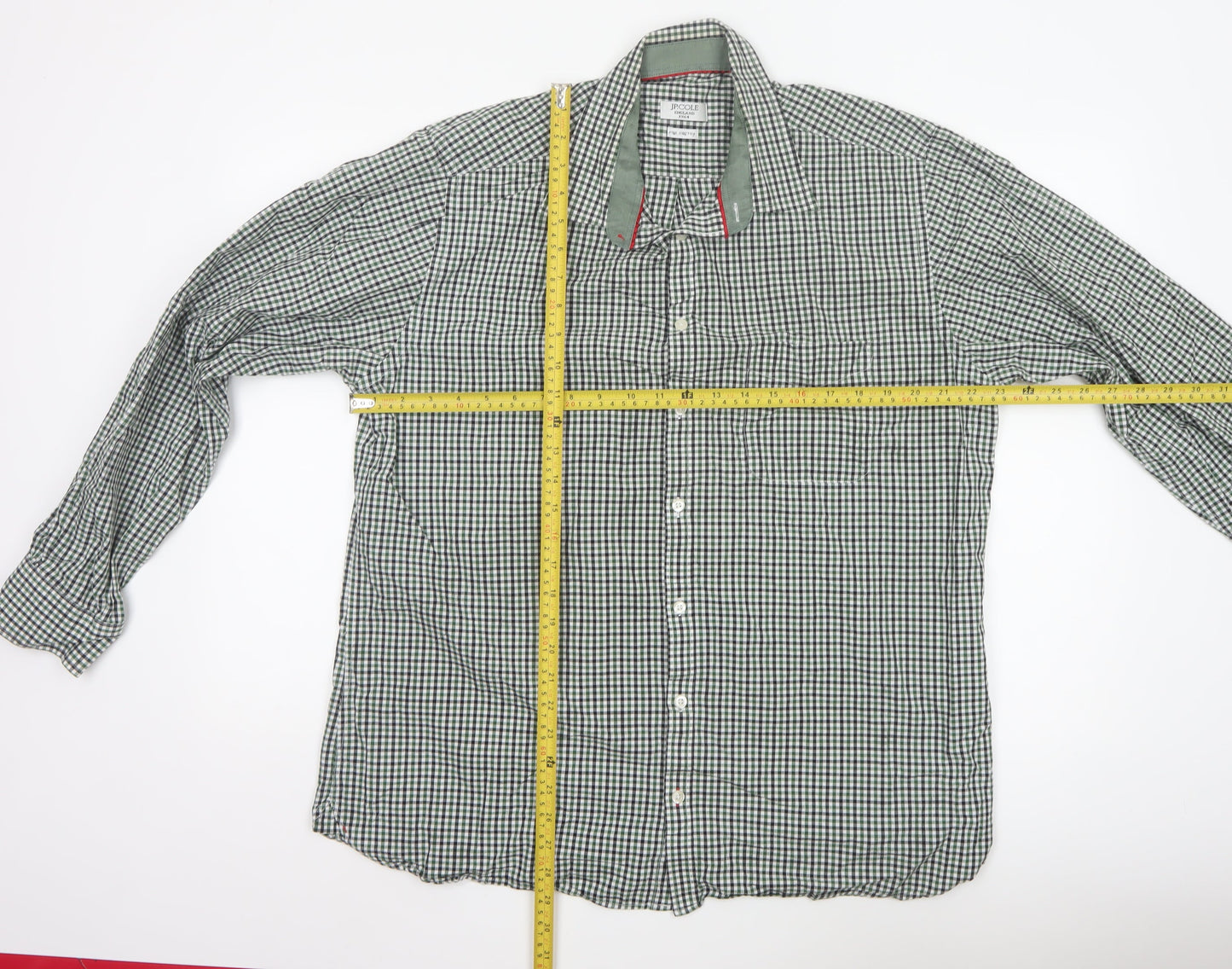JP Cole Men's Green Check Cotton Long Sleeve Button-Up Shirt XL