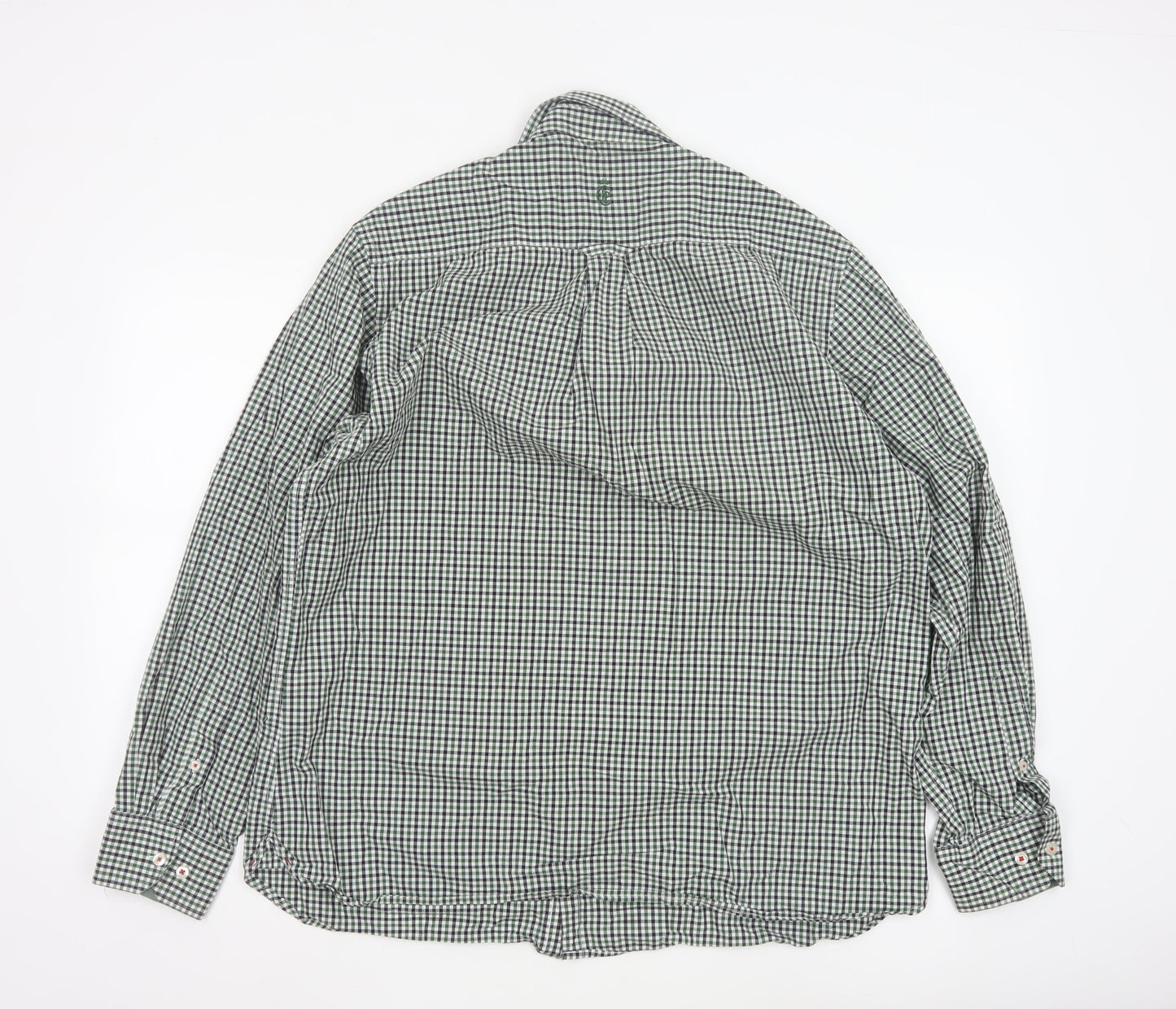 JP Cole Men's Green Check Cotton Long Sleeve Button-Up Shirt XL