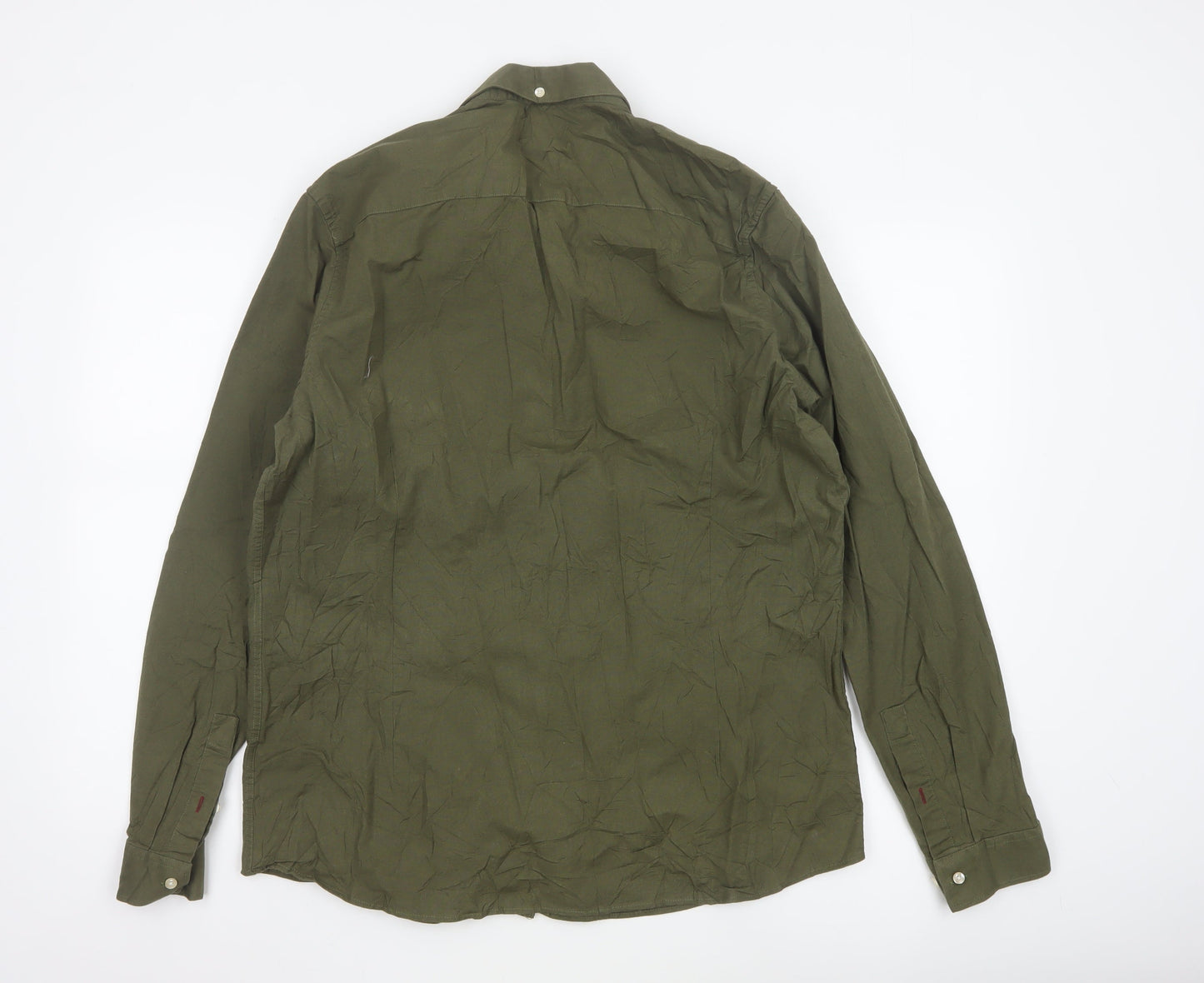 Next Men's Green Slim Fit Button-Down Long Sleeve Shirt XL