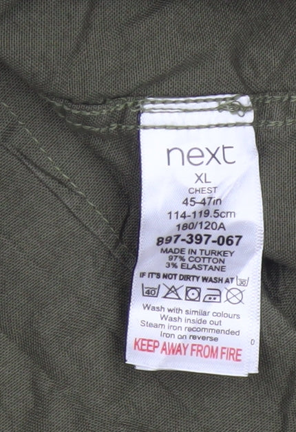 Next Men's Green Slim Fit Button-Down Long Sleeve Shirt XL