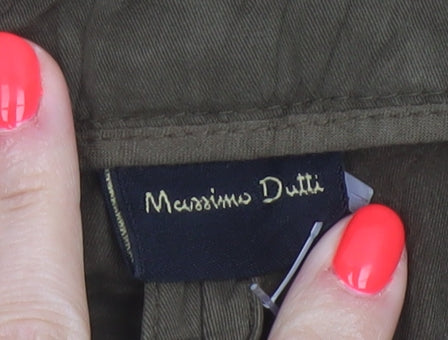 Massimo Dutti Women's Brown Cotton Stretch Straight Trousers Size 12