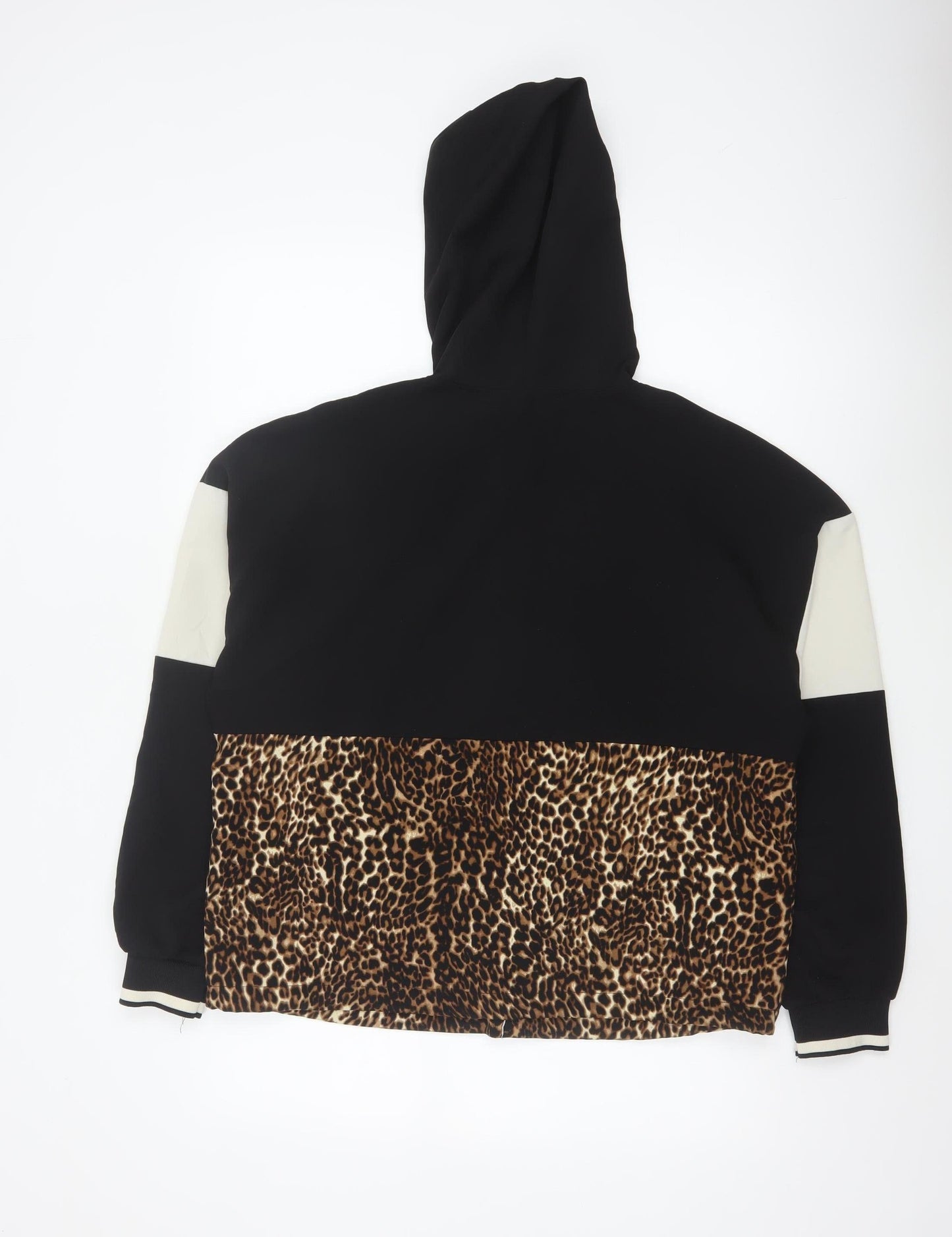 Zara Basic Women's Black Leopard Half Zip Hoodie Size 12