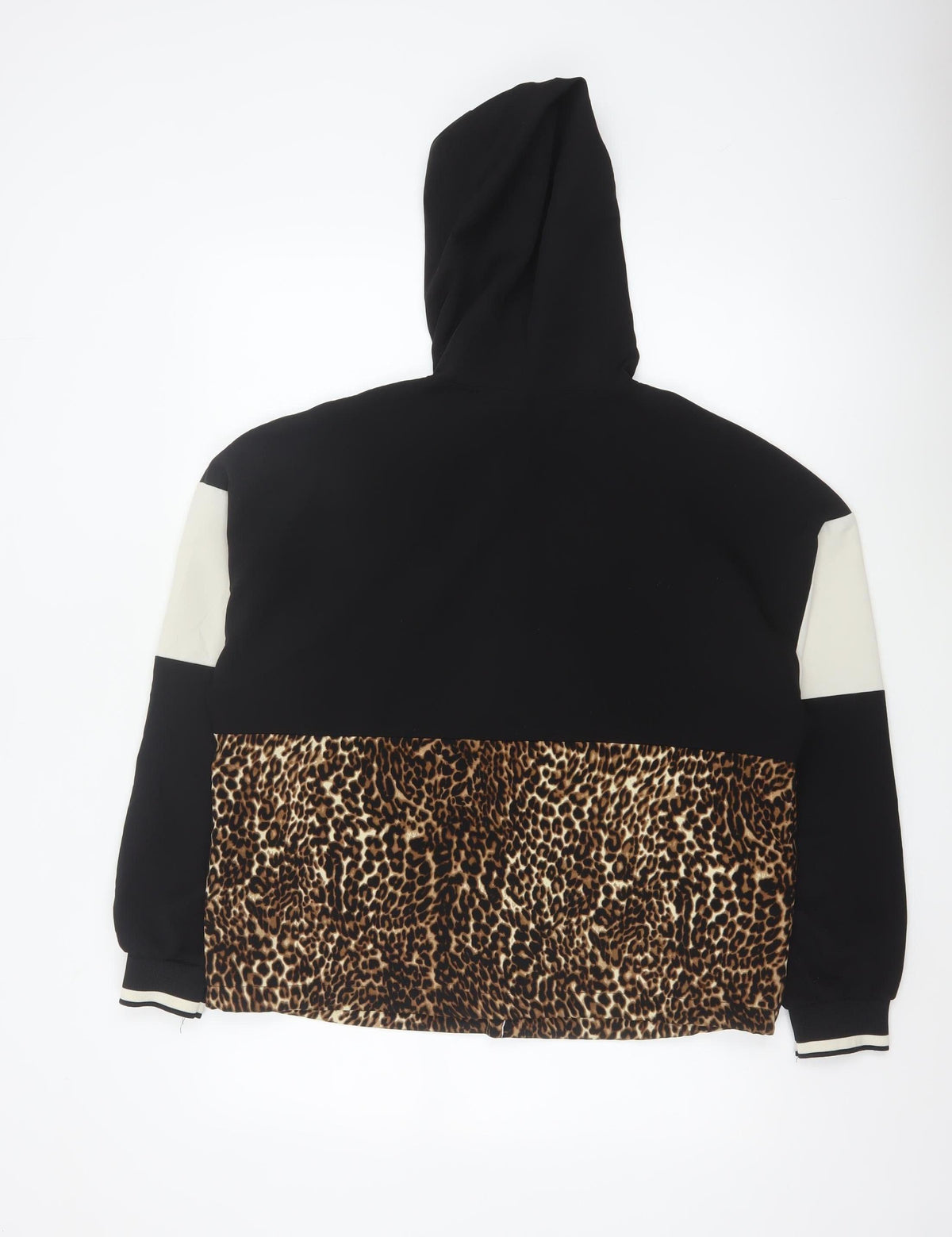 Zara Basic Women's Black Leopard Half Zip Hoodie Size 12
