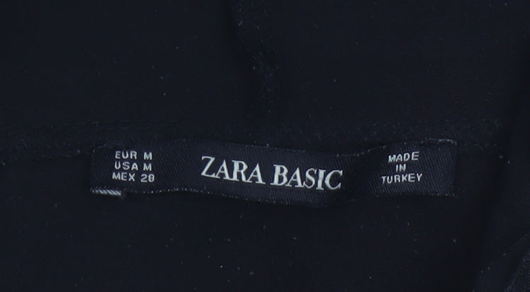 Zara Basic Women's Black Leopard Half Zip Hoodie Size 12