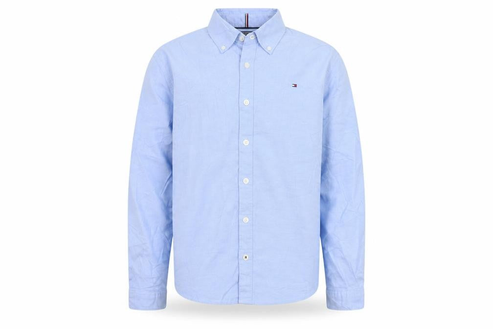 Tommy Hilfiger Boys Blue Long Sleeve Button-Up Cotton Shirt Size 152