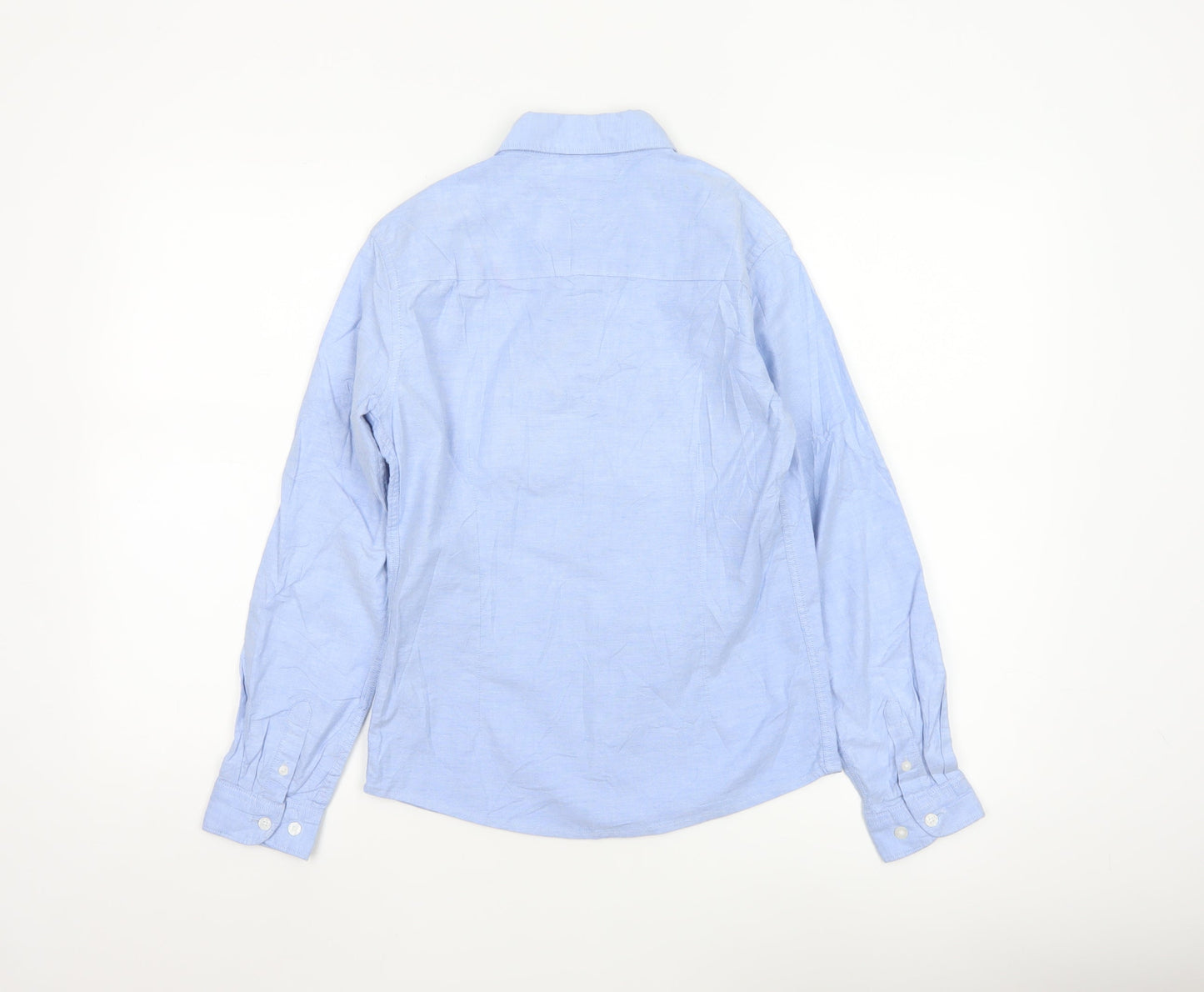 Tommy Hilfiger Boys Blue Long Sleeve Button-Up Cotton Shirt Size 152