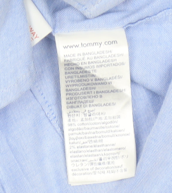 Tommy Hilfiger Boys Blue Long Sleeve Button-Up Cotton Shirt Size 152