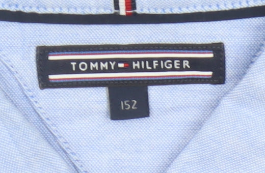 Tommy Hilfiger Boys Blue Long Sleeve Button-Up Cotton Shirt Size 152