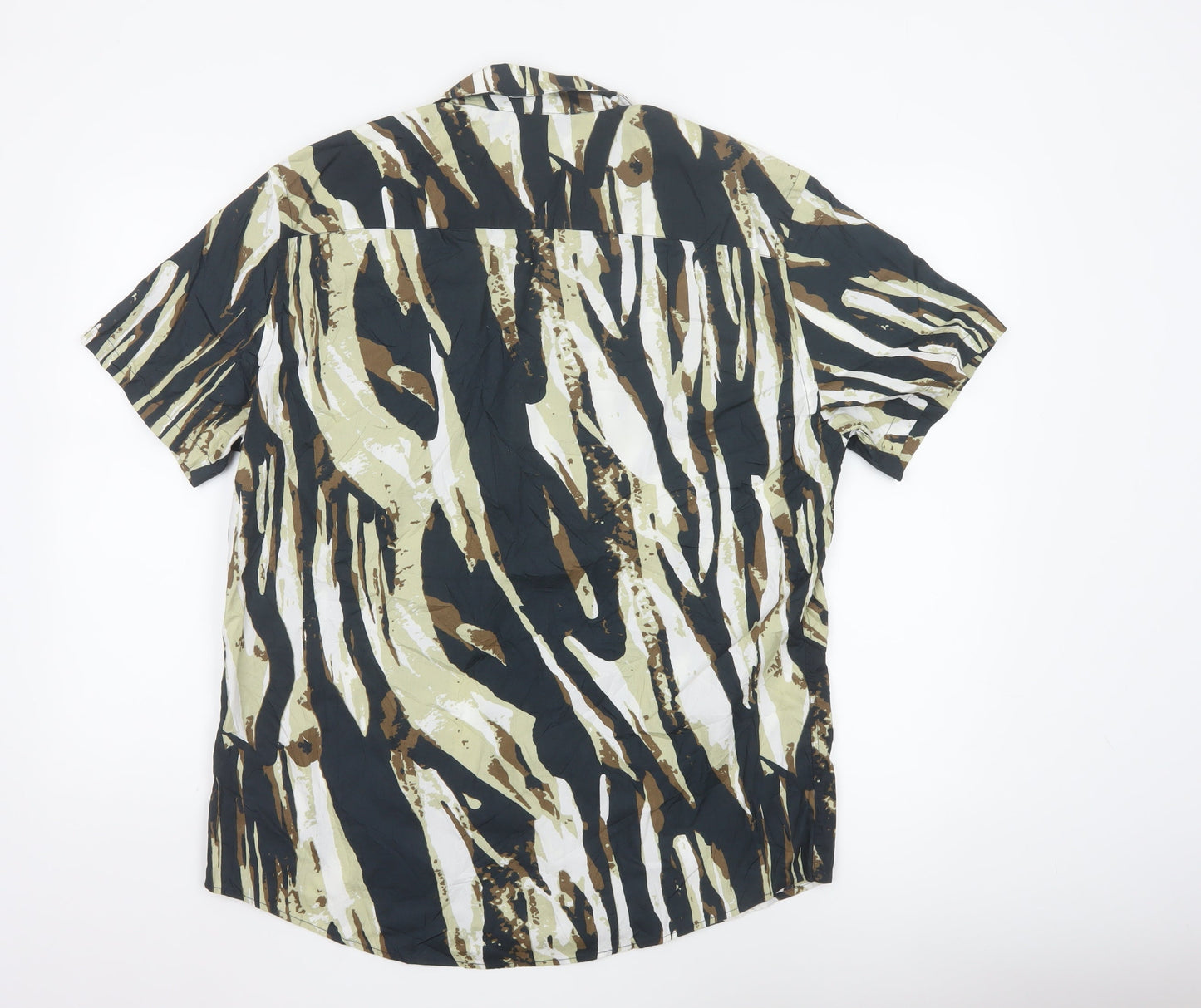 F&F Men's Multicoloured Camouflage Cotton Short Sleeve Shirt L