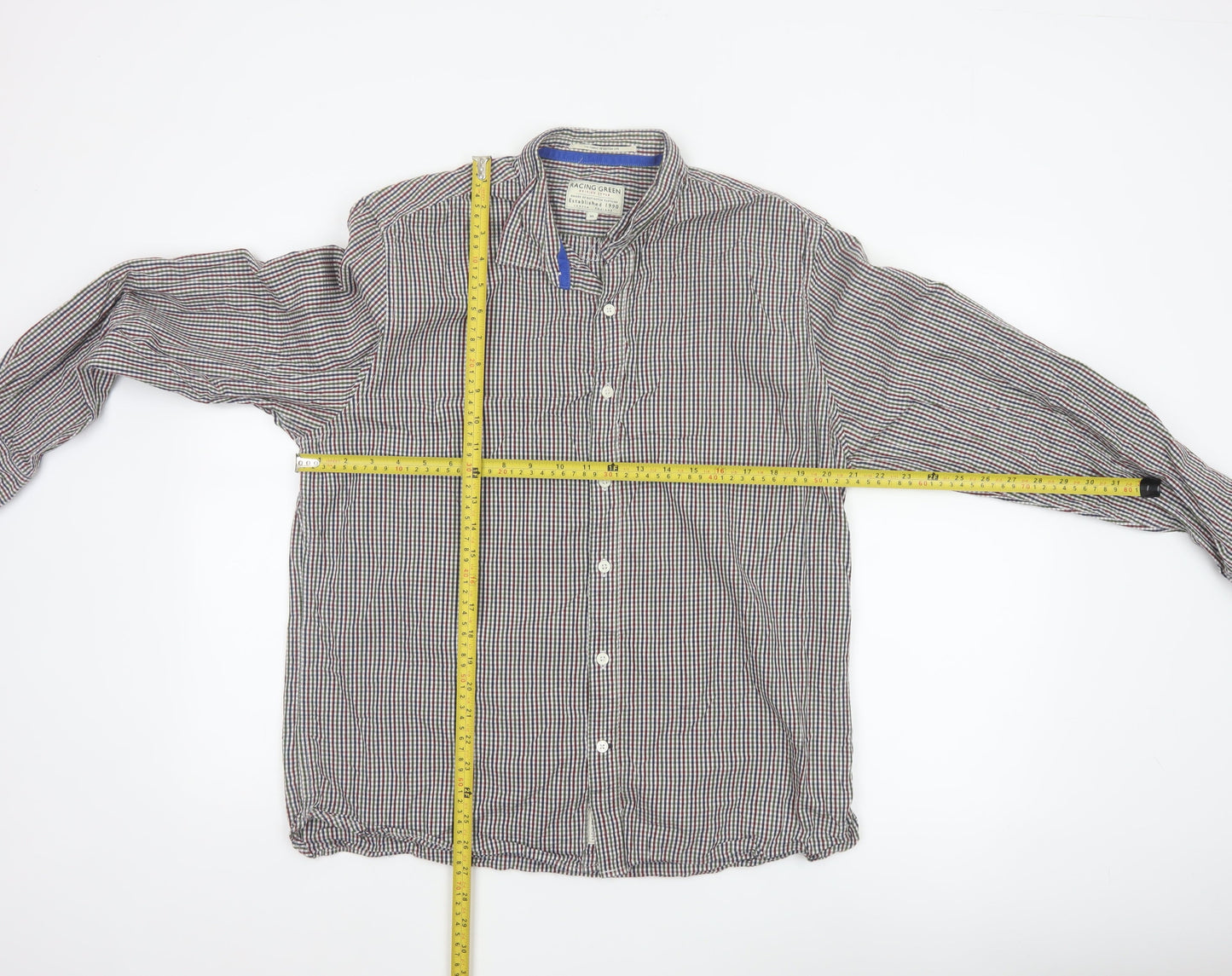 Racing Green Men's Multicoloured Check Cotton Button-Up Shirt XL