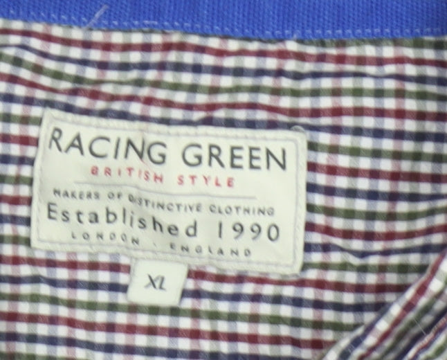 Racing Green Men's Multicoloured Check Cotton Button-Up Shirt XL
