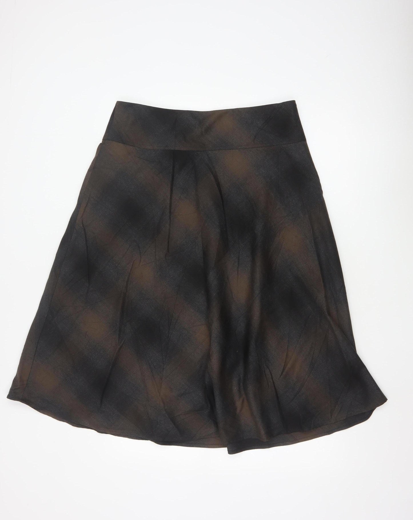 Marks and Spencer Women’s Brown Check A-Line Knee Length Skirt Size 14