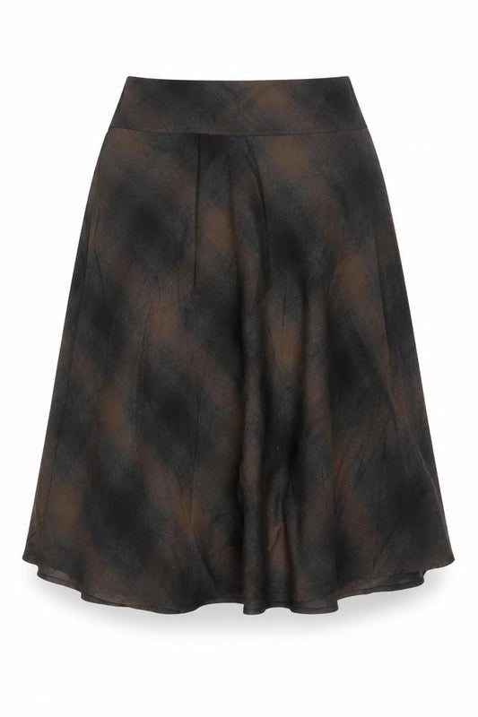 Marks and Spencer Women’s Brown Check A-Line Knee Length Skirt Size 14