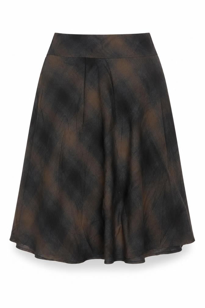 Marks and Spencer Women’s Brown Check A-Line Knee Length Skirt Size 14