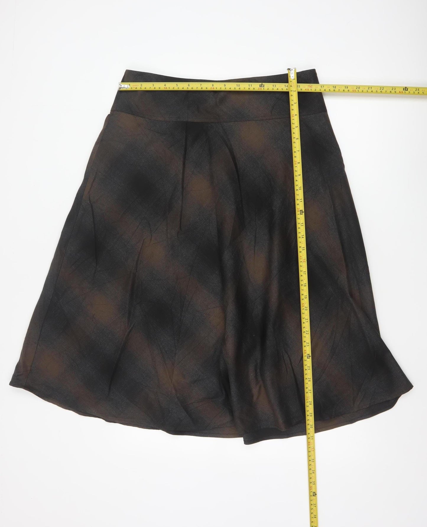 Marks and Spencer Women’s Brown Check A-Line Knee Length Skirt Size 14