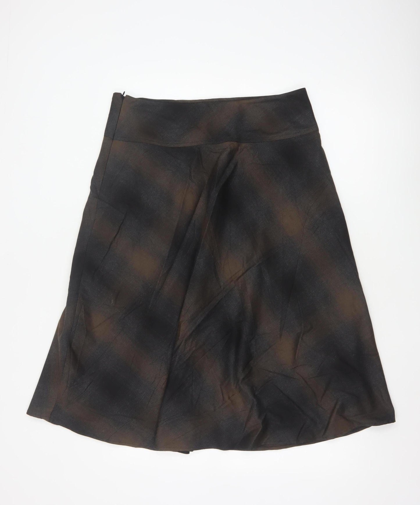 Marks and Spencer Women’s Brown Check A-Line Knee Length Skirt Size 14