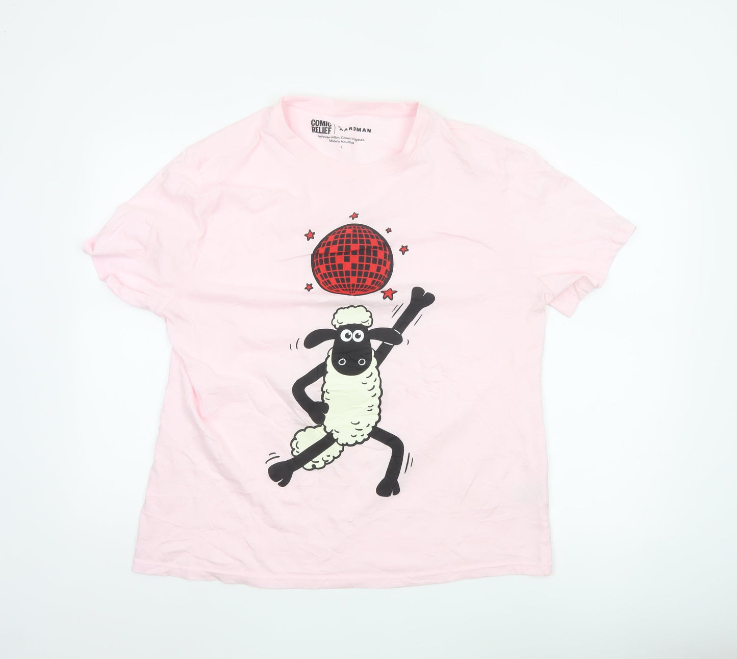 Comic Relief Aardman Women's Pink Shaun the Sheep L T-Shirt Nightshirt