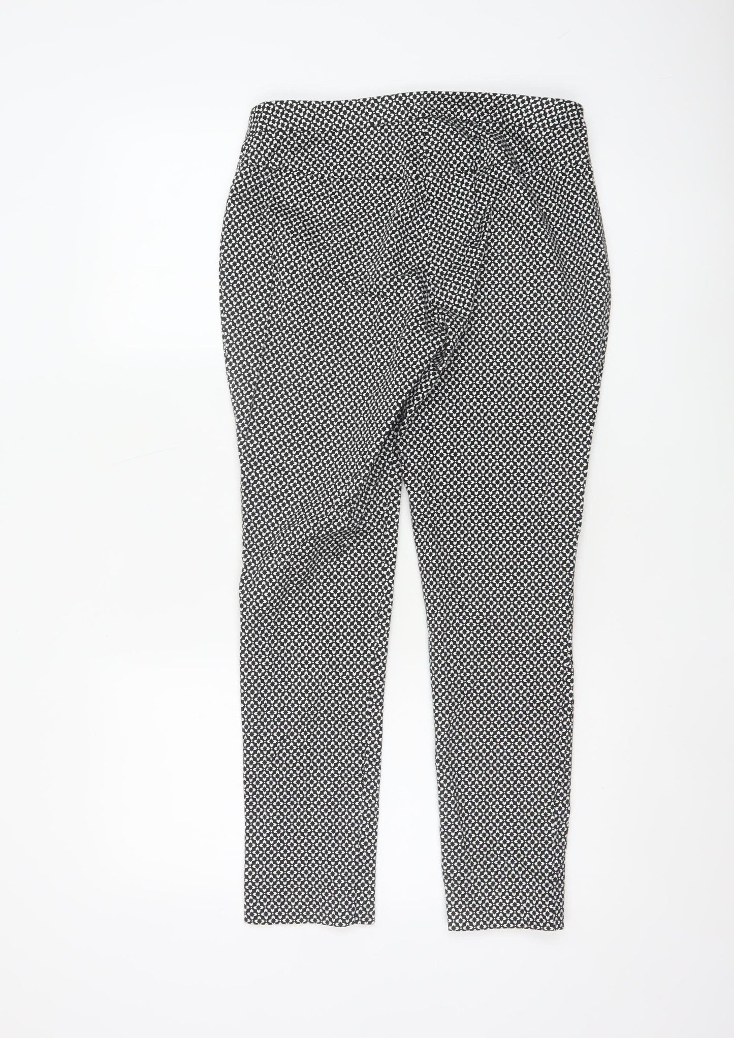 New Look Petite Black Geometric Slim Trousers Size 10
