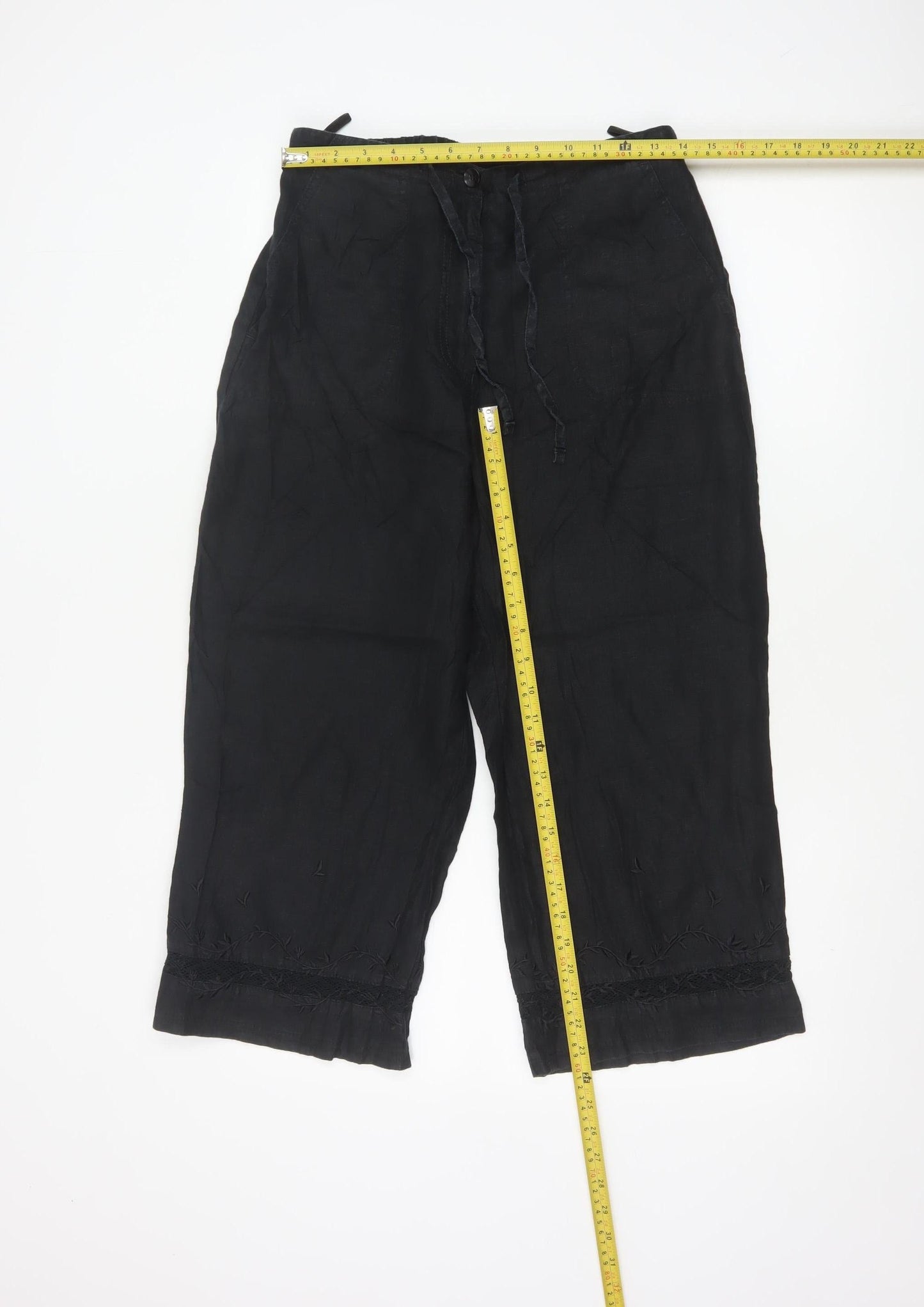 Marks and Spencer Women’s Black Linen Cropped Trousers Size 12
