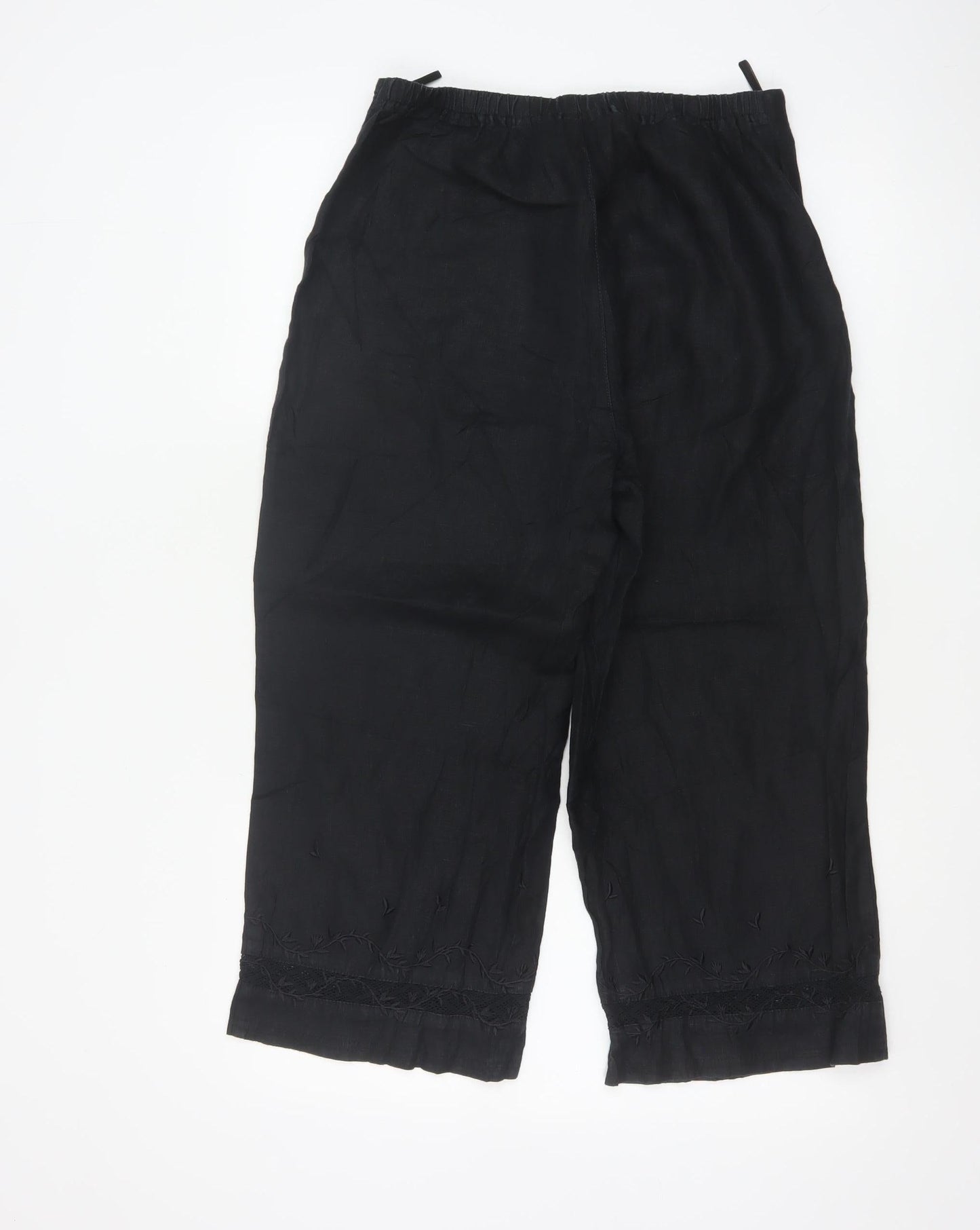 Marks and Spencer Women’s Black Linen Cropped Trousers Size 12