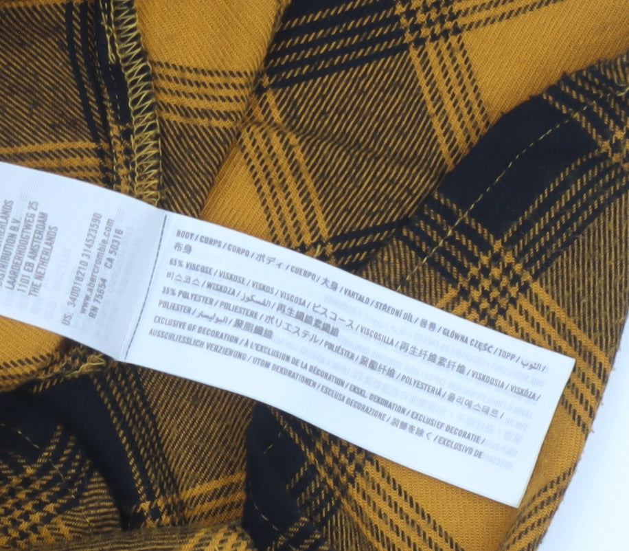 Hollister Women’s Yellow Plaid Flannel Button-Up Shirt XS