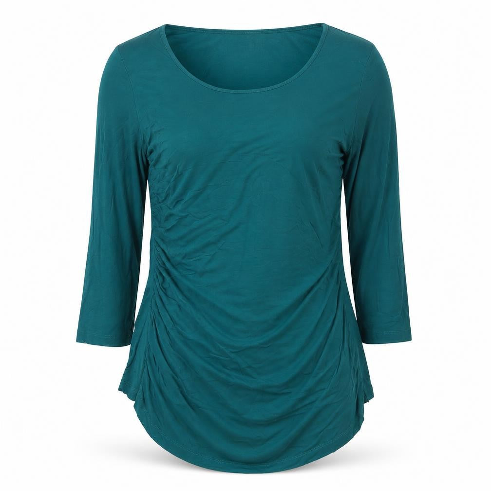 Linea Women’s Green Tunic Stretch Jersey Top L 3/4 Sleeve