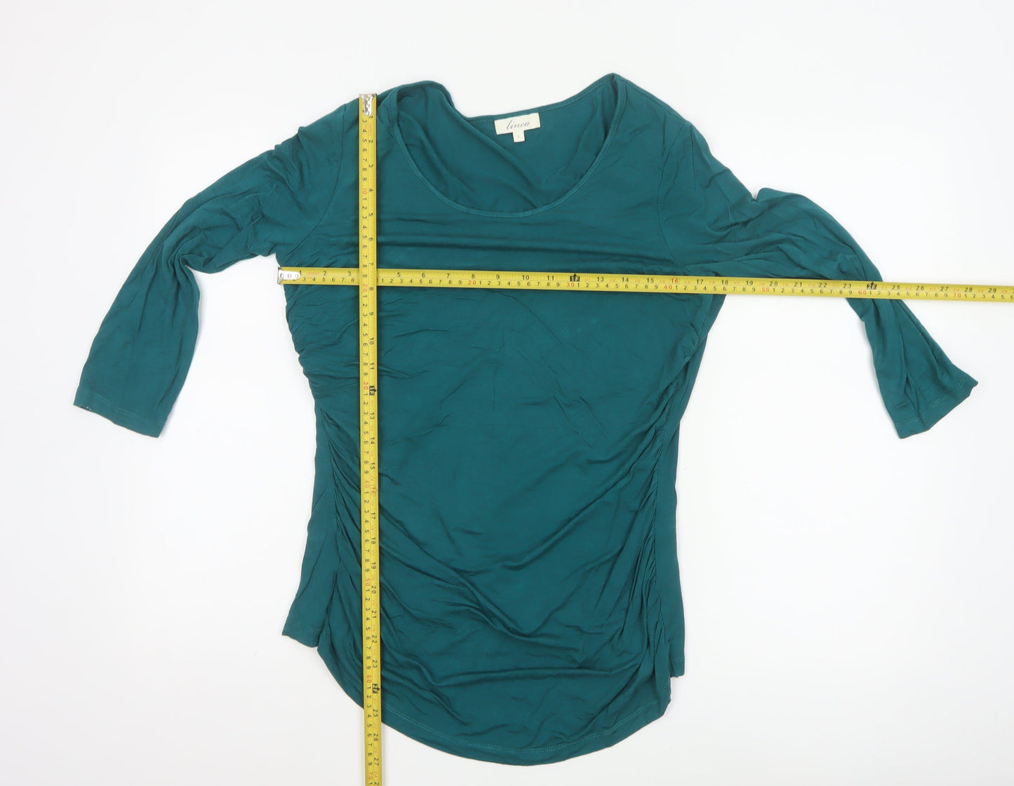 Linea Women’s Green Tunic Stretch Jersey Top L 3/4 Sleeve