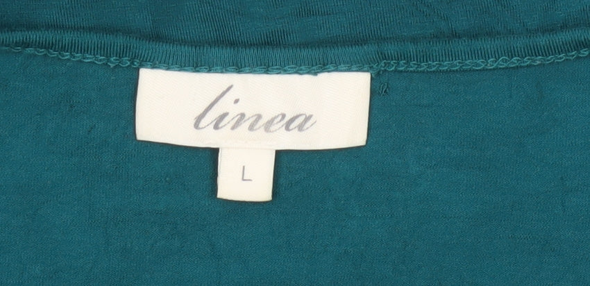 Linea Women’s Green Tunic Stretch Jersey Top L 3/4 Sleeve