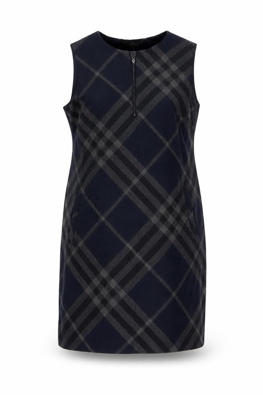 Next Women Blue Check Sleeveless Shift Dress Size 14