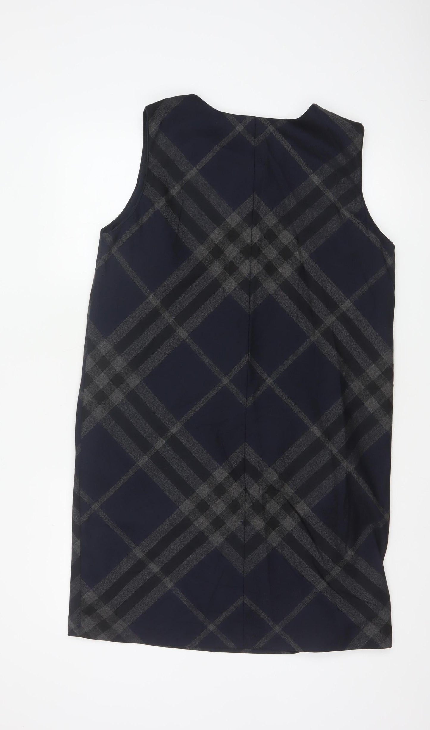 Next Women Blue Check Sleeveless Shift Dress Size 14